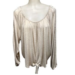 PAPER + TEE Top Crop Cream Long Sleeves Sz XL